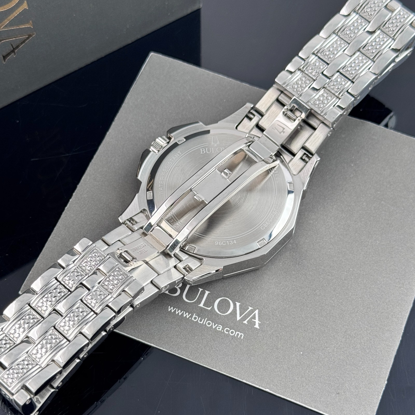 Bulova Men’s Octava Silver Pave Crystal Stainless Steel Quartz Watch 96C134