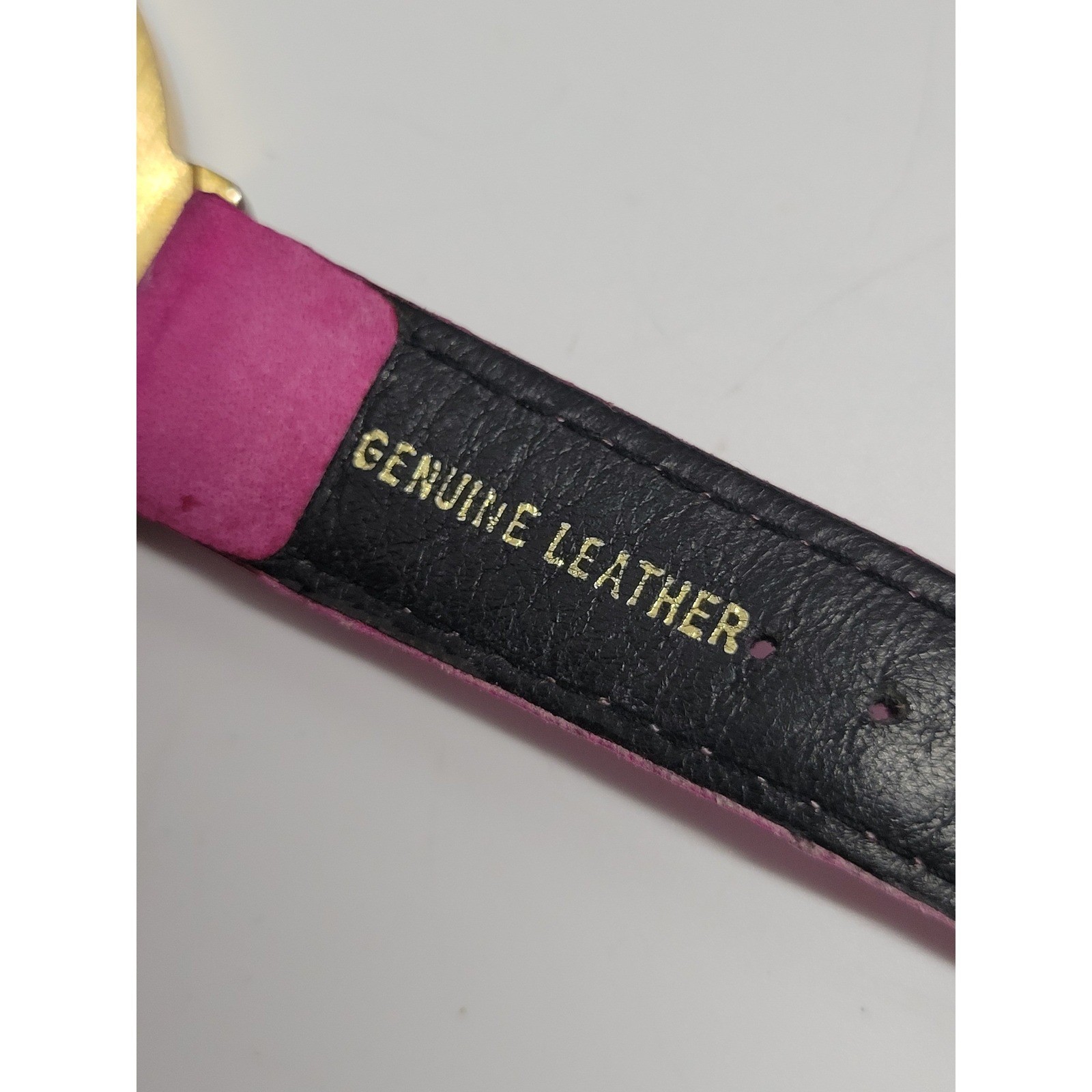 Time Works Vintage Fish Shaped Watch Titanium Quartz Pink Leather Strap Purple