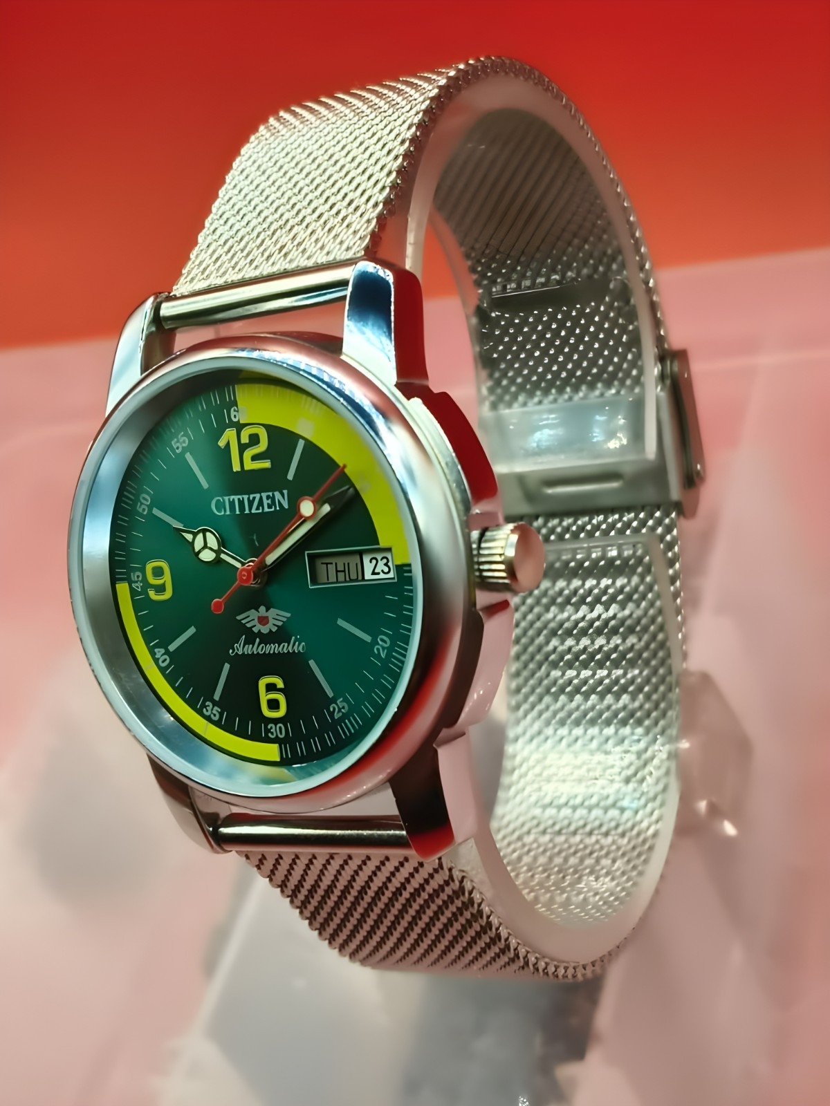Automatic 8200 21Jewels Restored Dial Green DayDate Mens Japan Watch Vintage 51