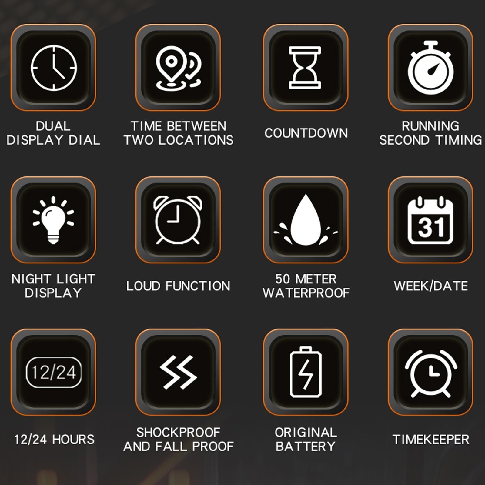 findtime Men’s Digital Analog Dual Time Waterproof Wristwatch