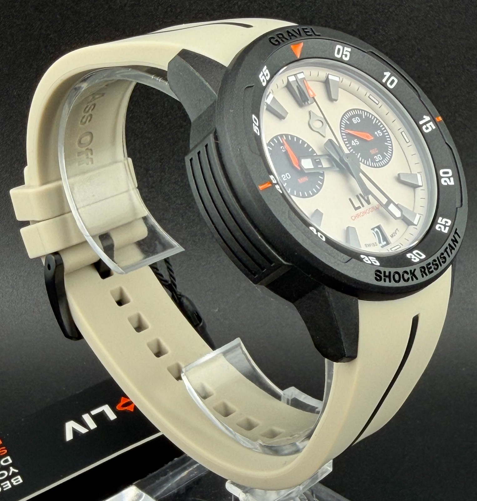 LIV Gravel 002 Cactus Gray Dense Carbon Swiss Quartz Chronograph Watch – BNIB