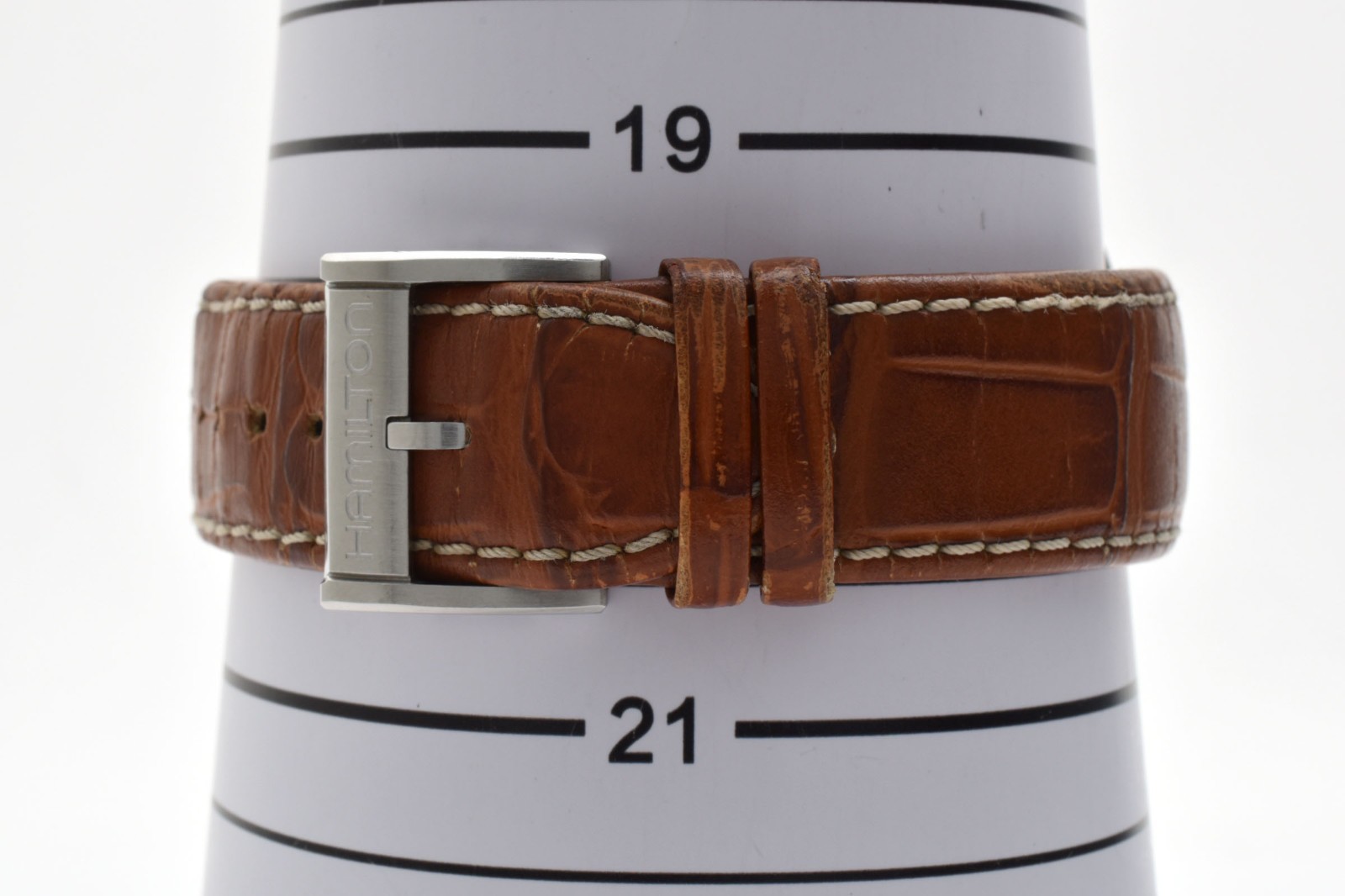 HAMILTON H326160 Jazzmaster Auto Chronograph White Dial Brown Leather Mens Watch