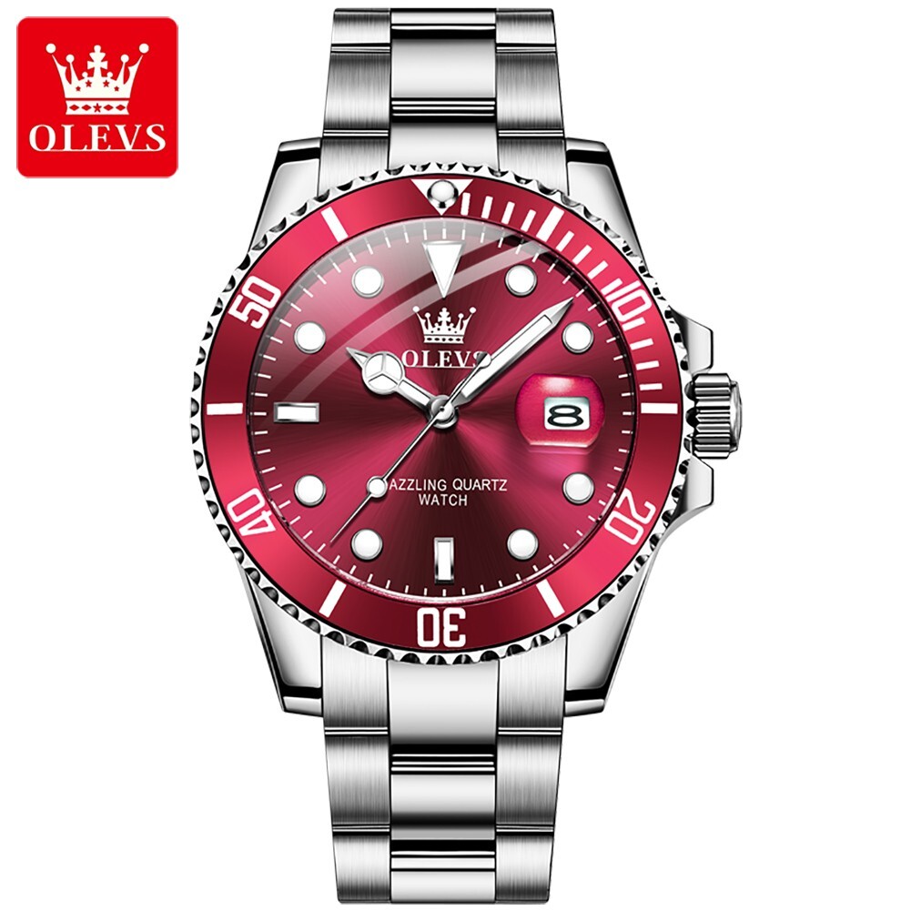 Men’s Quartz Watch OLEVS, Stainless Steel, Date, Luminous, Waterproof Wristwatch