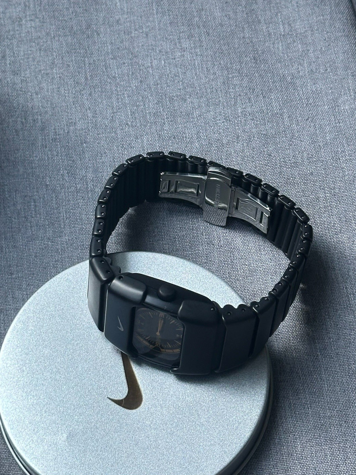 Nike D-Line Matte Black Analogue Circle Watch with Orange Dial
