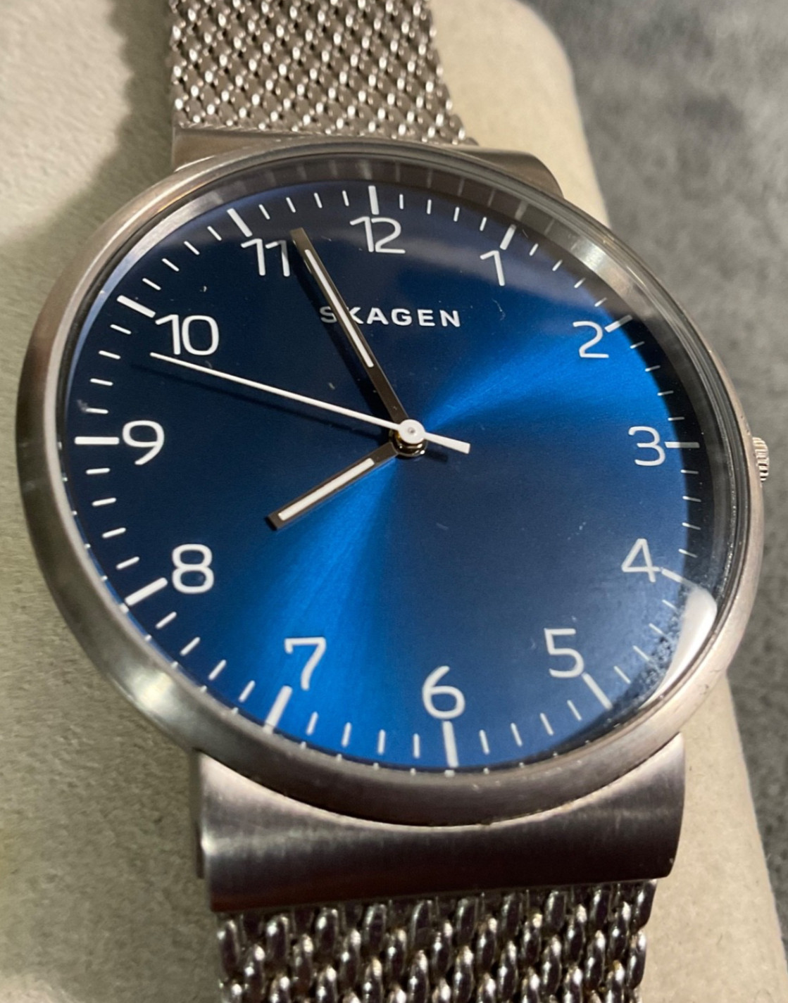 SKAGEN SKW6164 MENS 40mm STAINLESS STEEL WATCH BLUE DIAL NEW BATTERY EXCELLENT