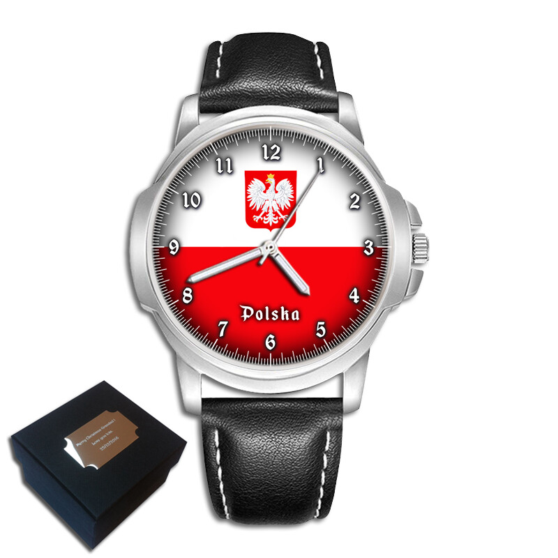 POLISH EAGLE POLAND FLAG COAT ARMS GENTS WRIST WATCH BIRTHDAY BETS GIFT ENGRAVED