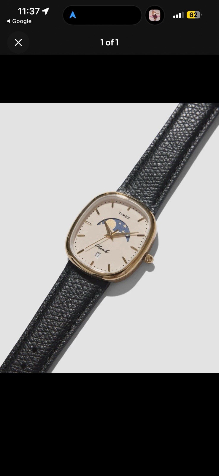 Timex x Noah Moon Phase Date Quartz Cushion Gold Case White/Blue Dial Watch