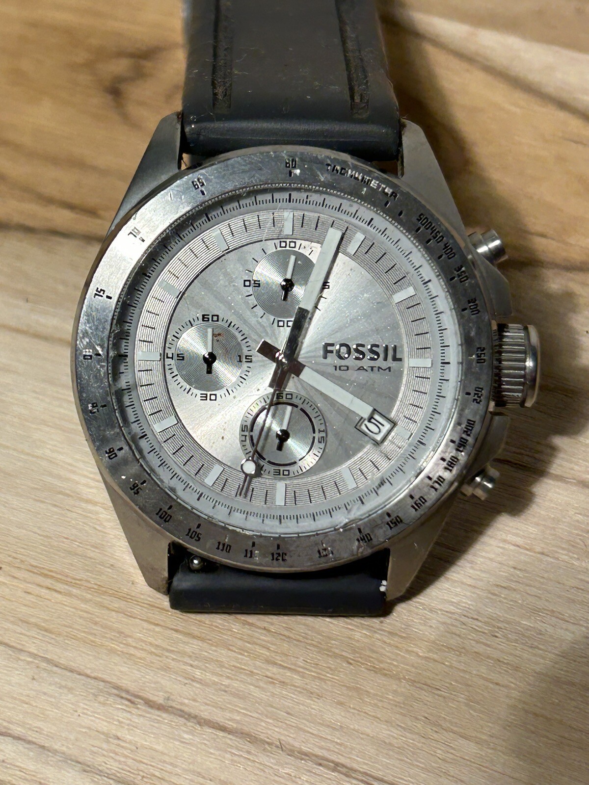 FOSSIL CH2588 CHRONOGRAPH DATE W.R. 10 ATM S/S QUARTZ MEN’S WATCH