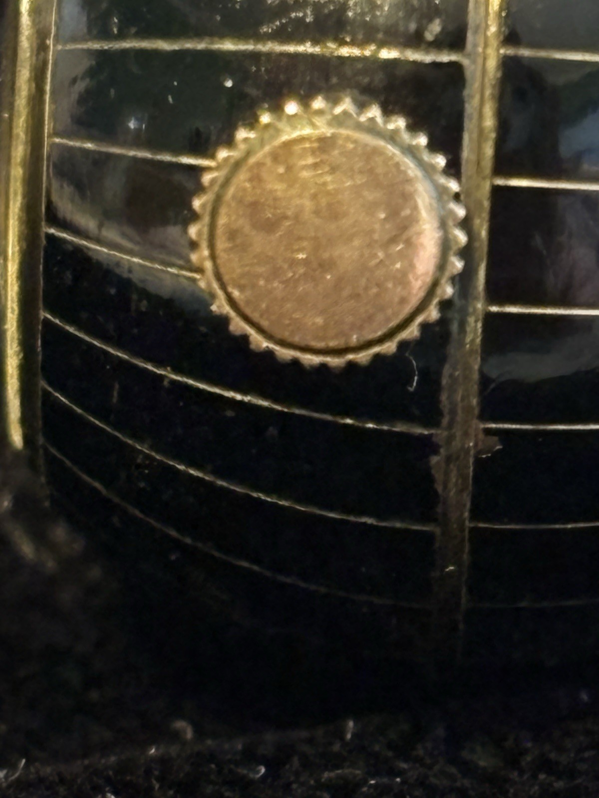 Vtg 60s Caravelle Swiss Gold Tone Black Enamel Ball Orb Pendant Watch Works!