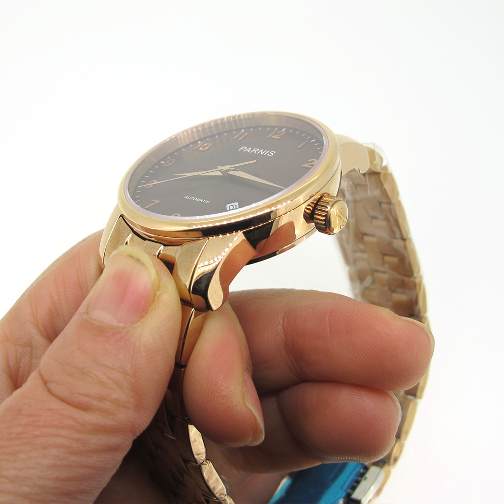 38mm Parnis Miyota Automatic Movement Men’s Luxury Watch Rose Glod Case Bracelet