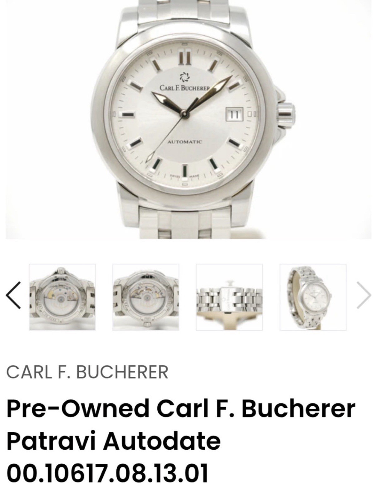 Carl F Bucherer Patravi Stainless Steel Watch 10617.08A