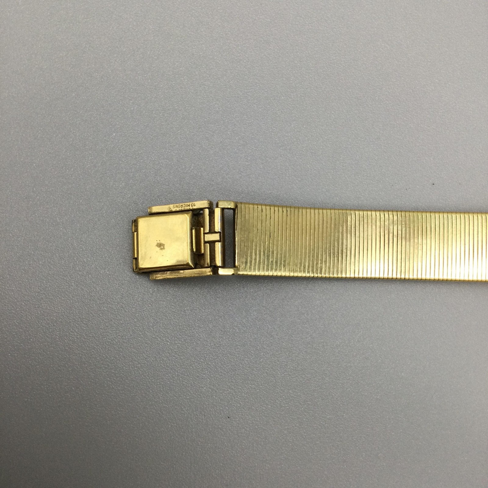 Vintage Bucherer Womens Watch 20mm Blue Rectangle Dial 10K GP Manual 5255-3 6.5″