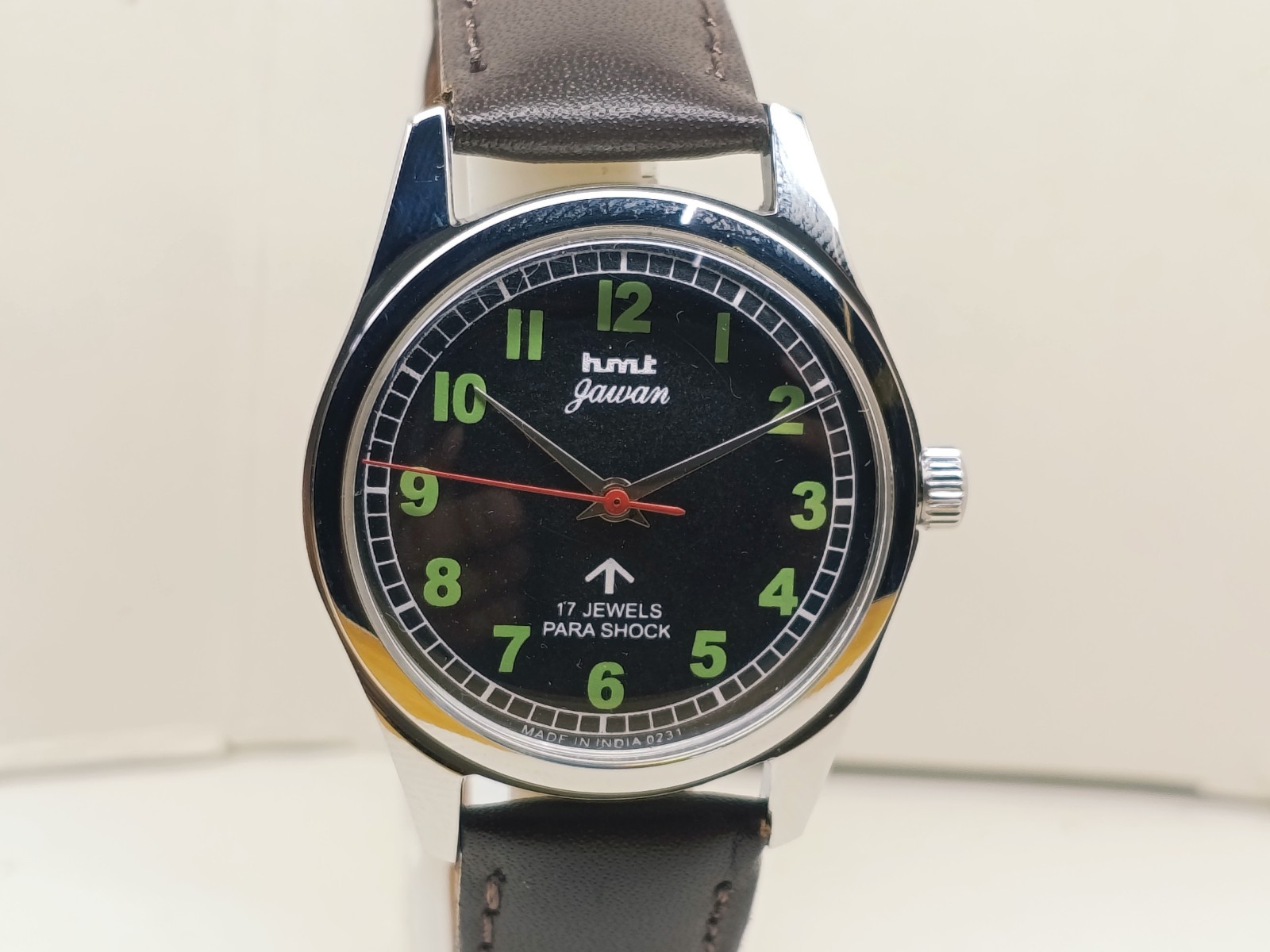 HAND WINDING VINTAGE HMT JAWAN BLACK DIAL MECHANICAL WATCH FOR MENS