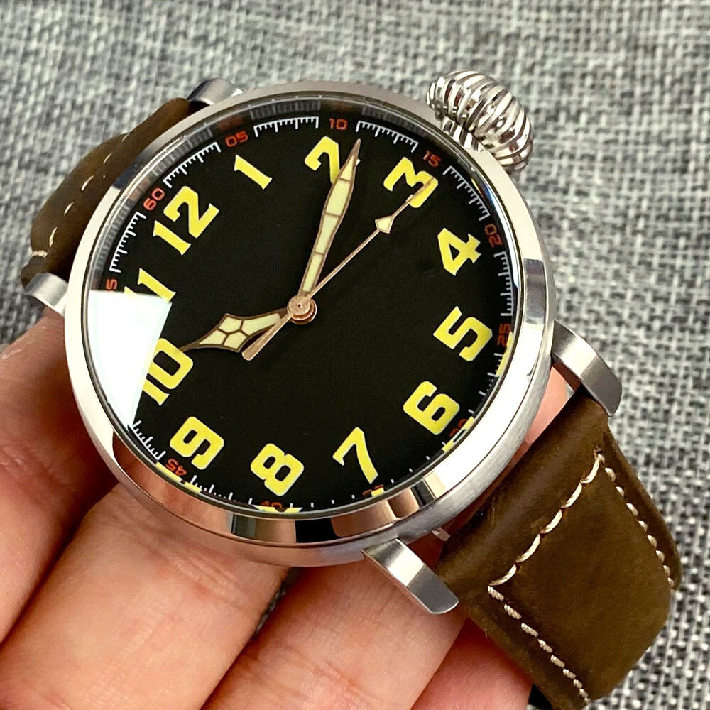 47mm Tandorio black dial NH35A Automatic Mens Watch Double Bow Sapphire Glass