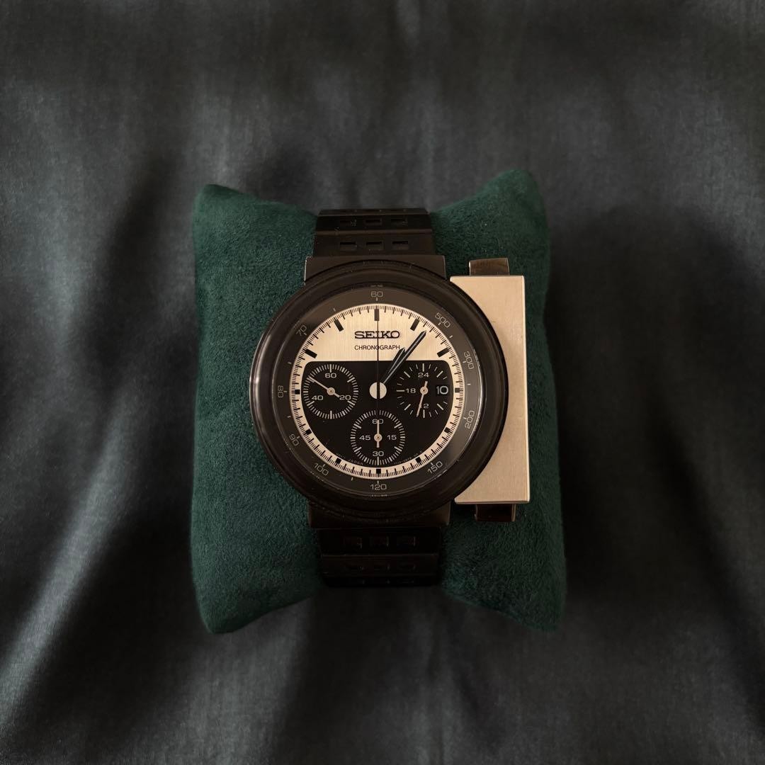 SEIKO 7T12-0BP0 GIUGIARO Chronograph Black Watch Wrist 16.0cm From Japan