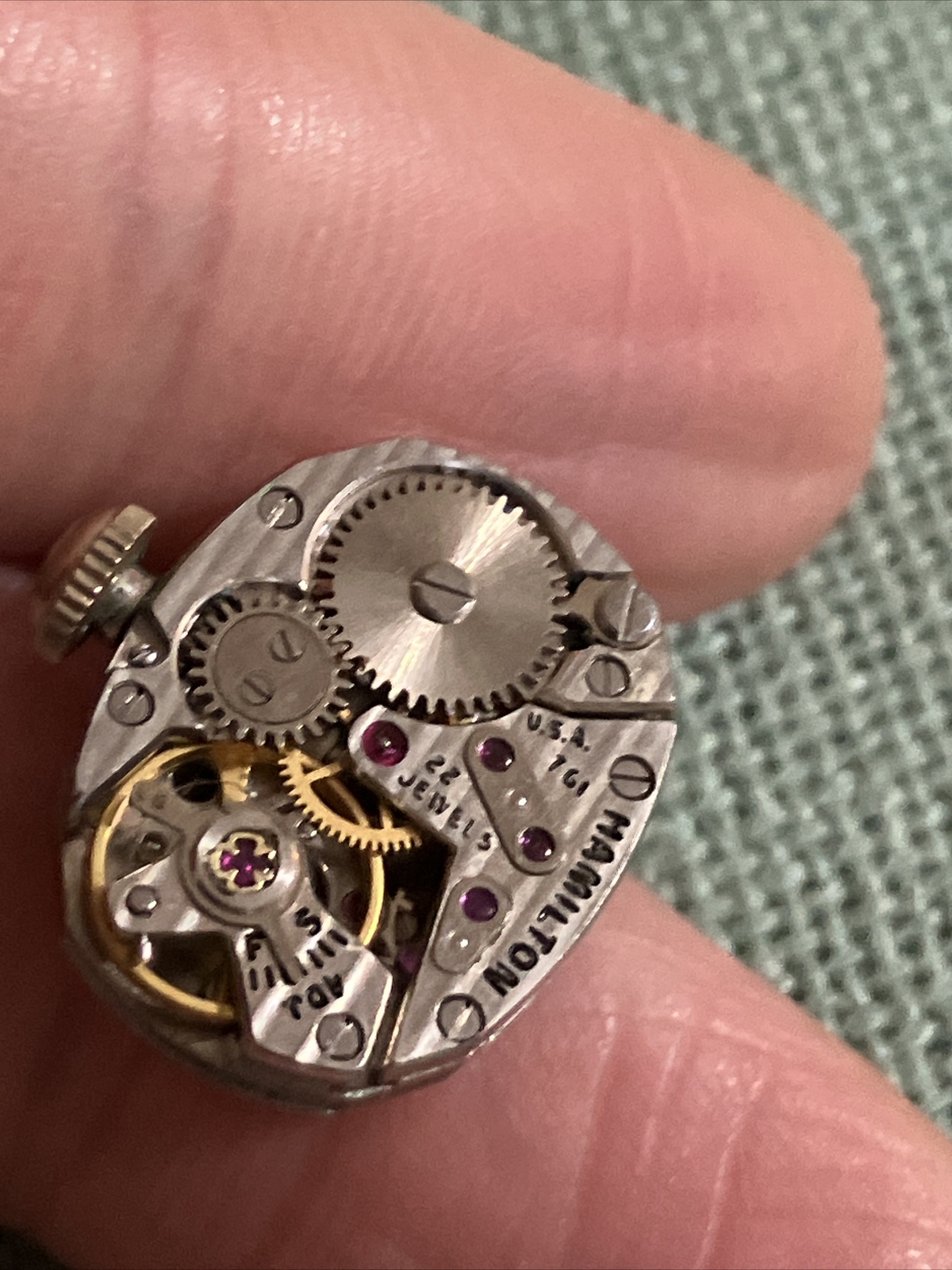 VTG Small HAMILTON Watch Face Only 22 Jewels AS IS