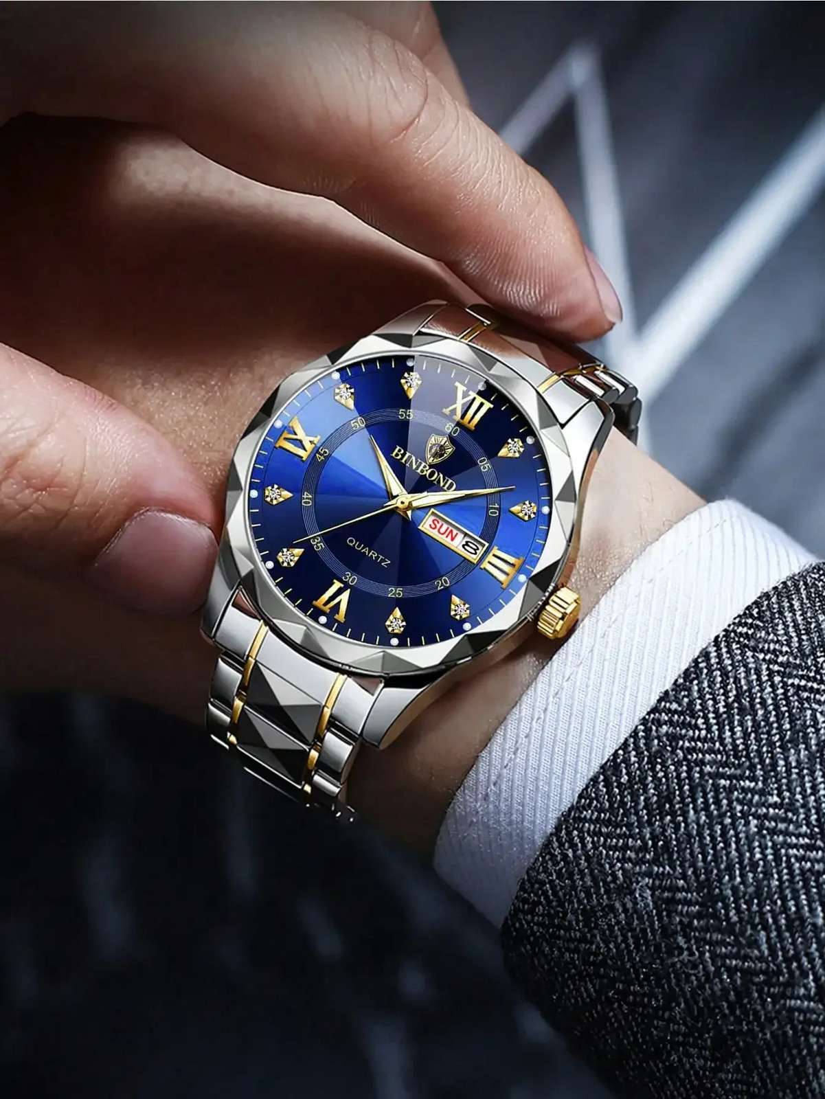 BINBOND 2pcs/Set Couple Watches 30M Waterproof Fashion Diamond Valentine Day