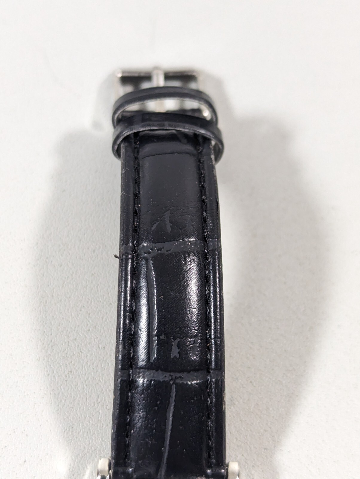 Jessica Carlyle White Dial Silver Tone Round Case Black Band Watch 7.25 Inch