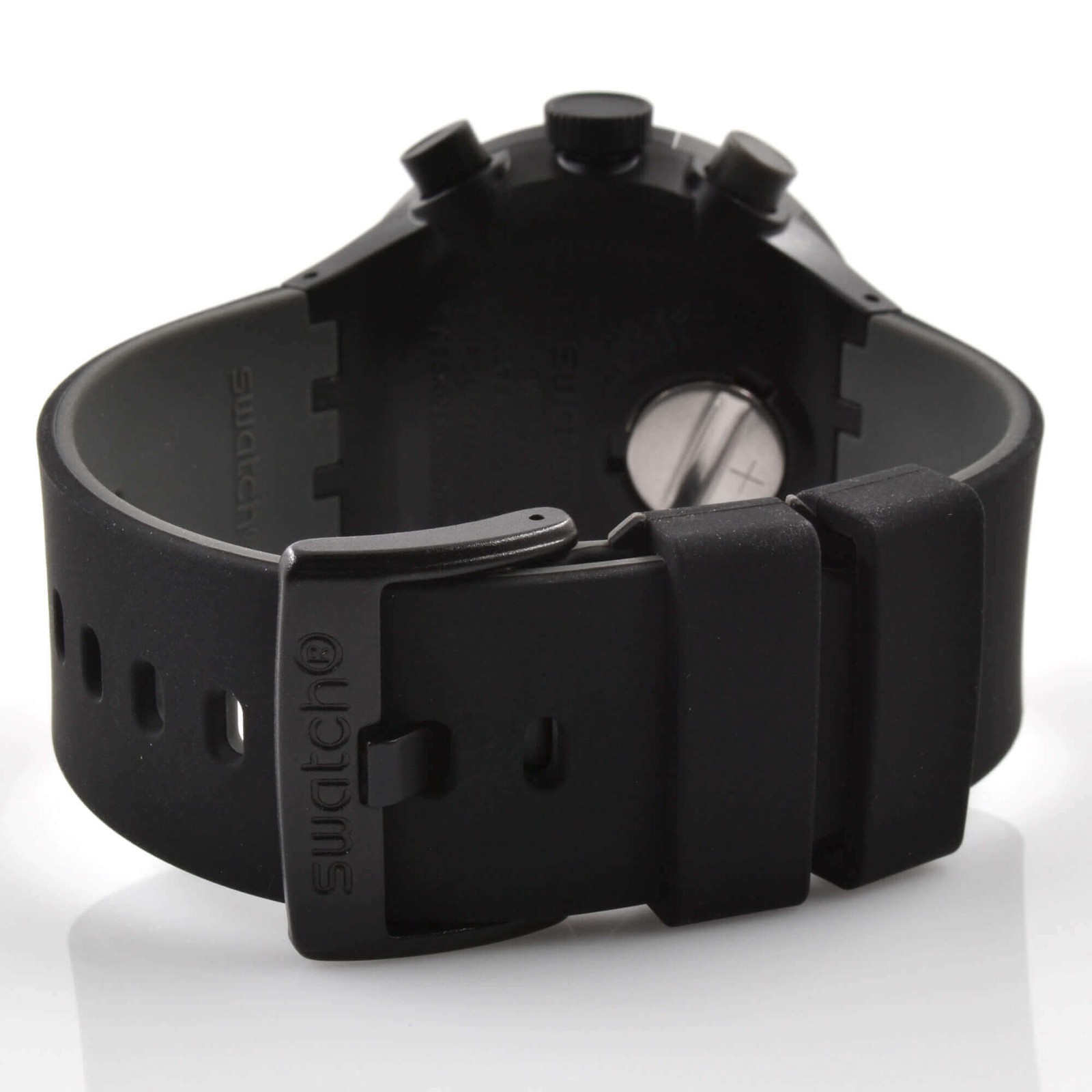 Swatch Unisex Watch Big Bold Chrono Checkpoint Black Silicone Strap SB02B400
