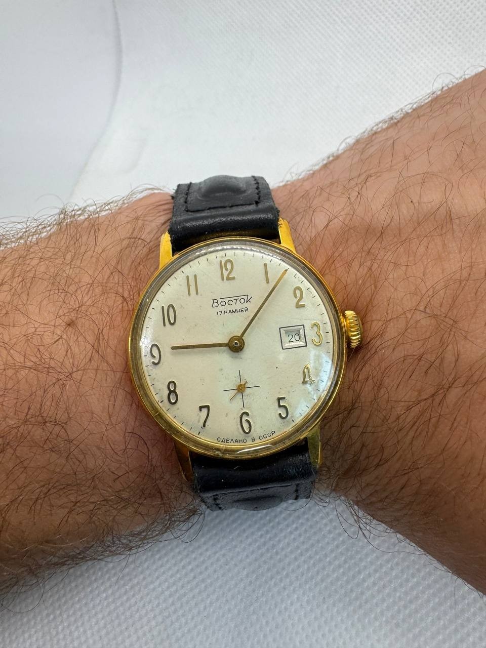 Vintage Soviet Men’s Watch Wostok USSR Vostok Pattern Mechanical 1980s Serviced