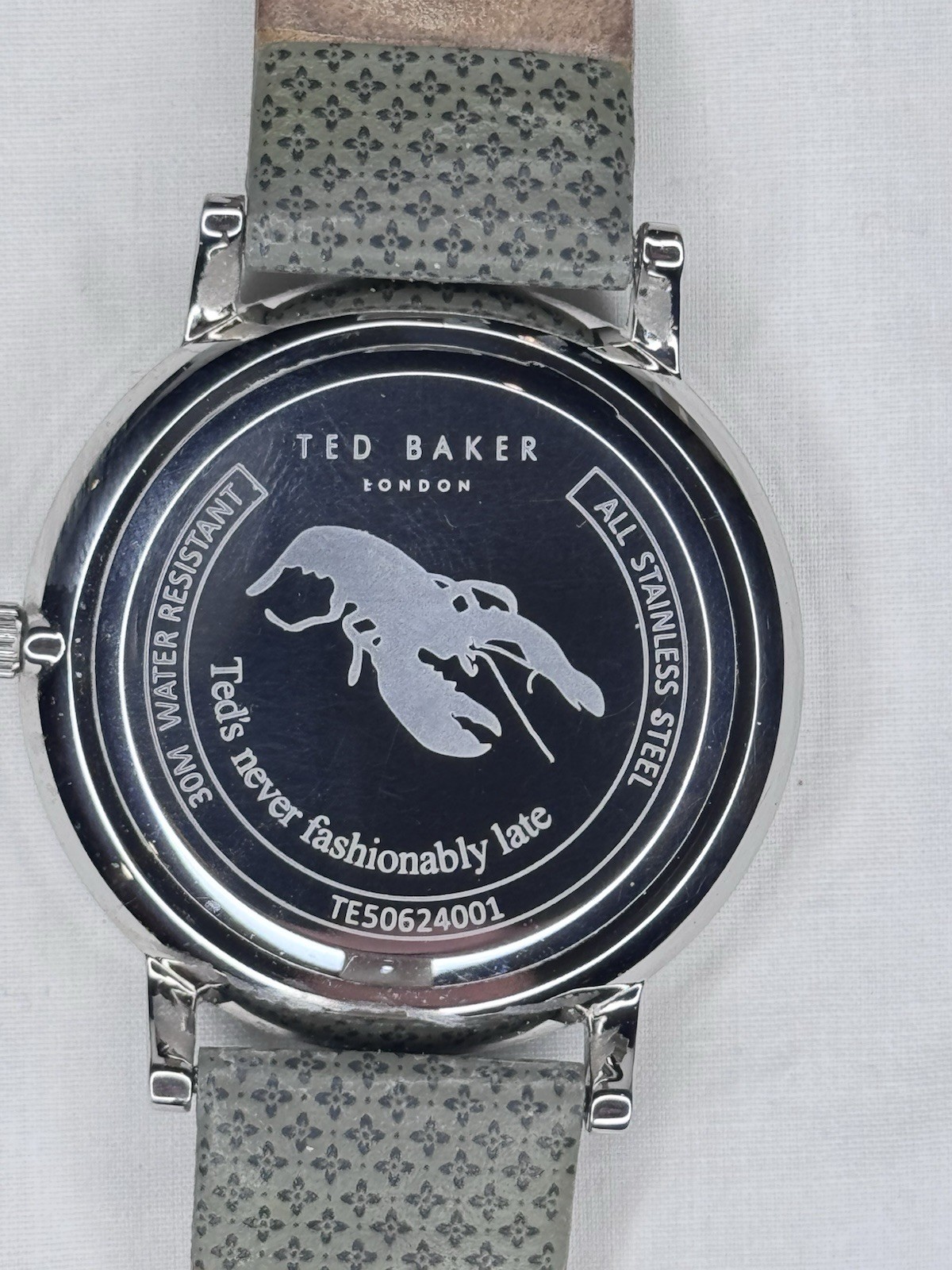 Ted Baker Graham Mens Watch 40mm Black Dial Gray Leather Date TE50624001