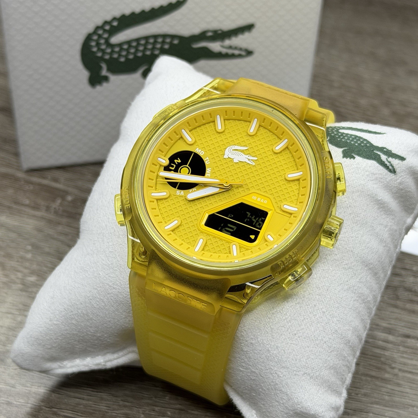 NEW✅ Lacoste LC33 Analog & Digital Yellow Silicone Strap Men Watch 45mm 2011430