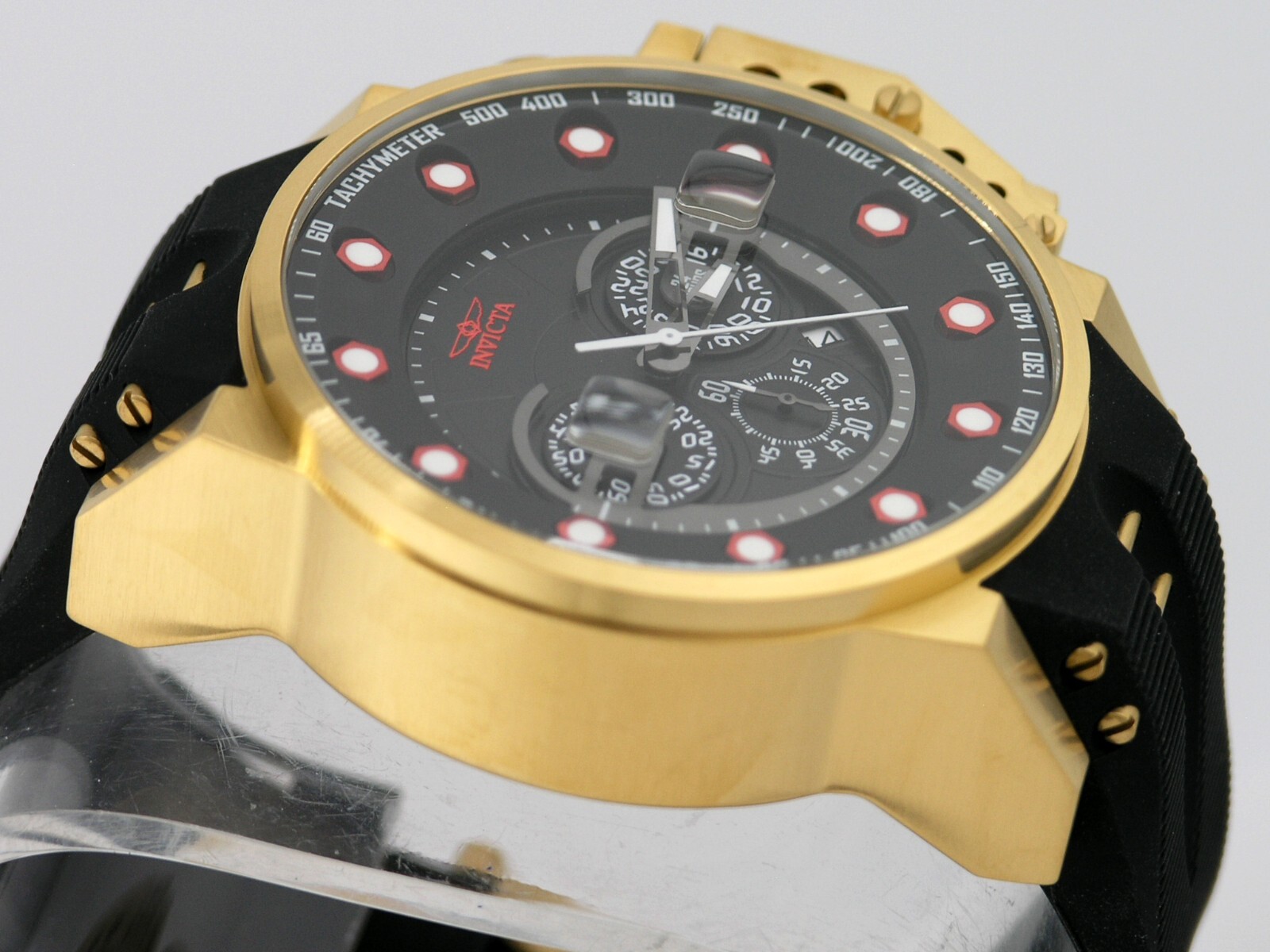 NEW INVICTA 25272 I FORCE BOMBER CHRONOGRAPH BLACK DIAL GOLD STEEL WATCH