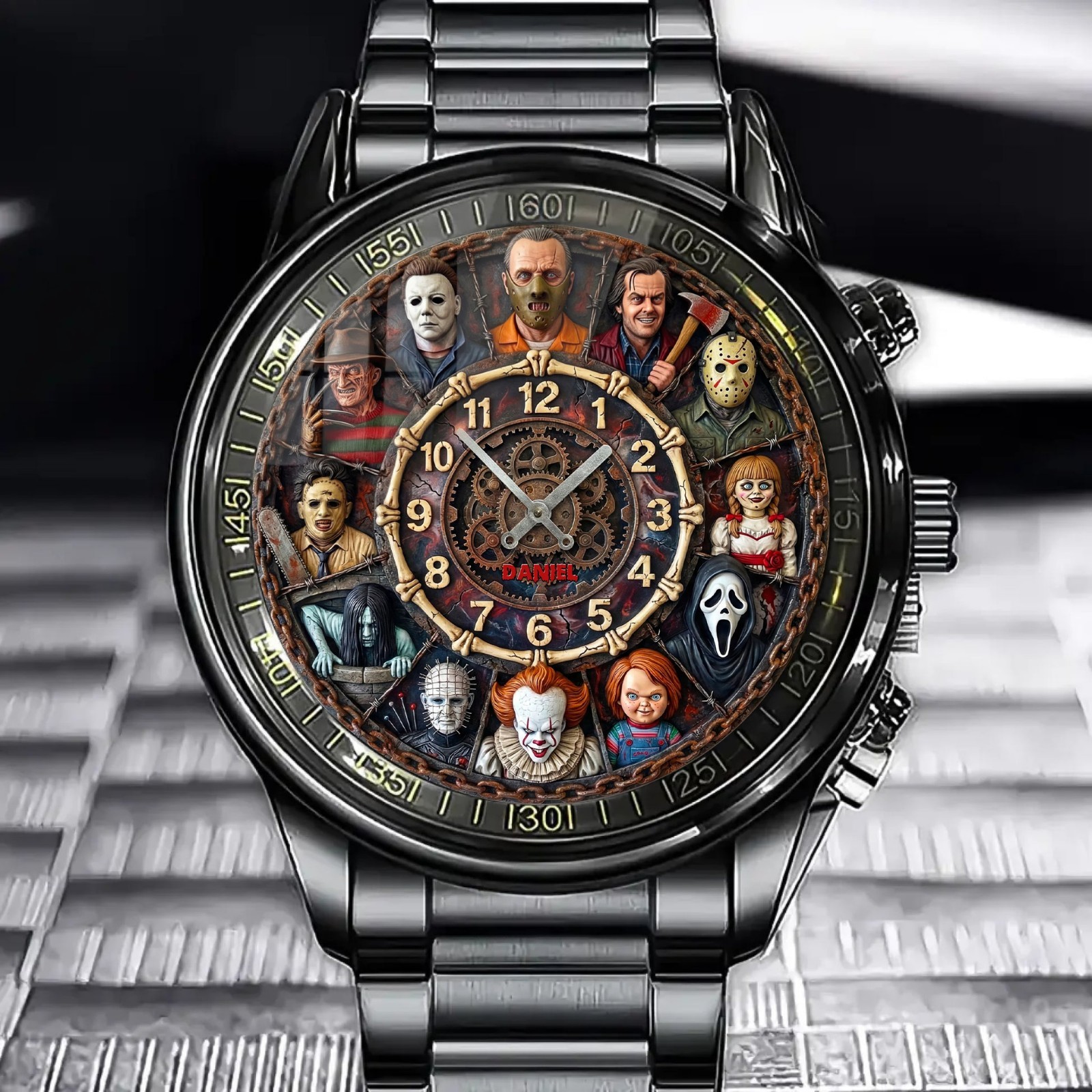 Personalized Horror Movie Stainless Steel Watch Custom Horror Fan Gift