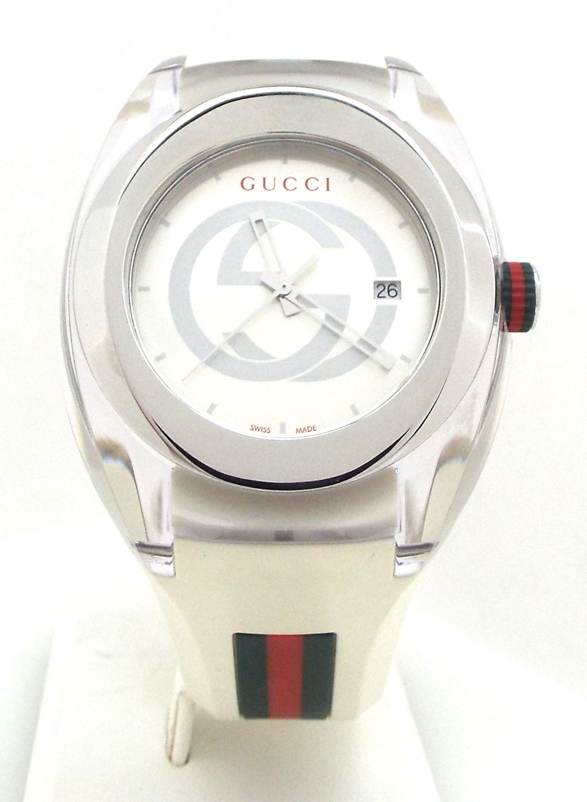 Gucci – Sync – Quartz – YA137302 – Silver Dial – White Band Ladies Watch ~#0030