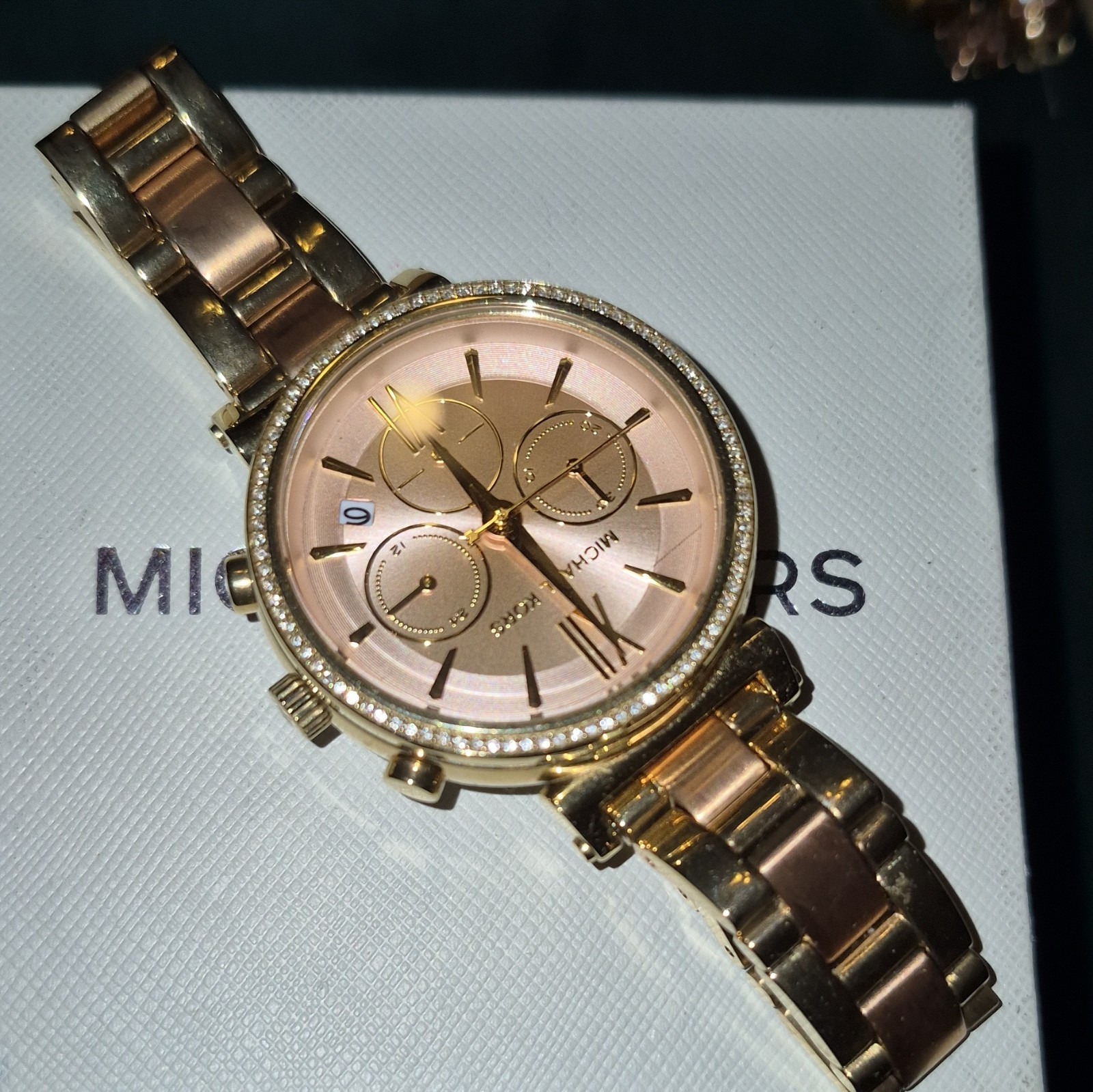 Michael Kors Rose Gold Tone Chronograph Date Quartz 39mm Stainless Bracelet