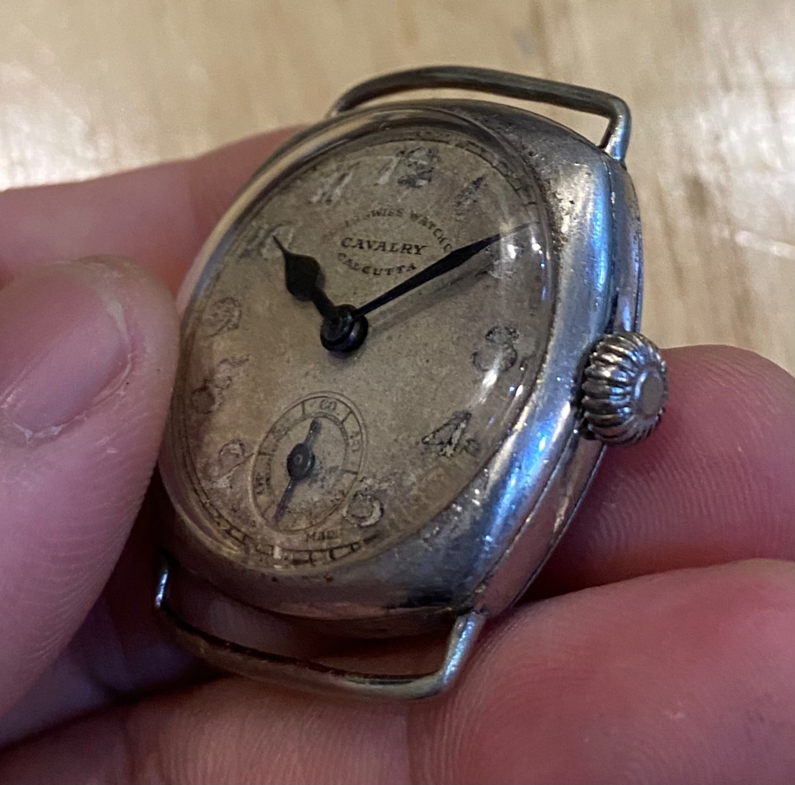 vintage early PAF Issued Anglo Swiss Watch Cushion Army Pakistan India PLS READ