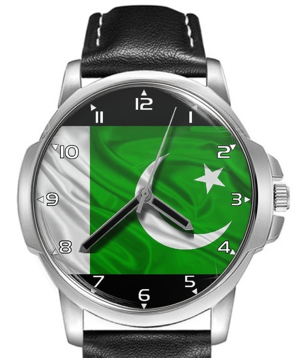 Pakistan Pakistani Flag Collectable Leather Strap Big Dial Gift Wrist Watch