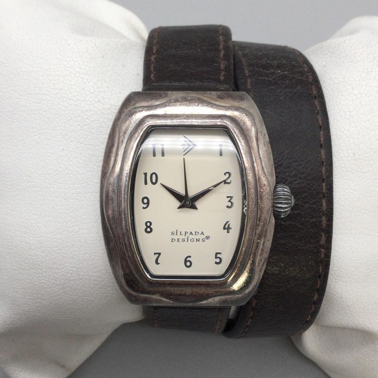Silpada Designs Womens Watch 30mm Cream Dial Brown Leather Wrap Band New Battery