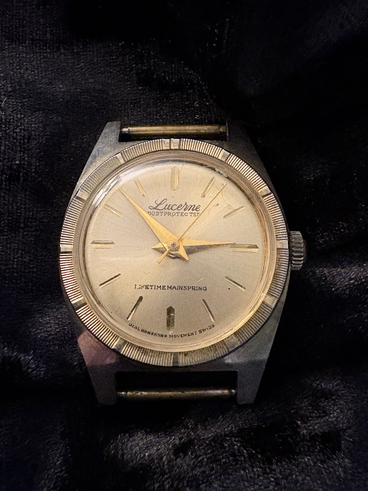 Vintage Lucerne Lifetime Mainspring Manual Wind Wristwatch Dial Date Swiss Parts