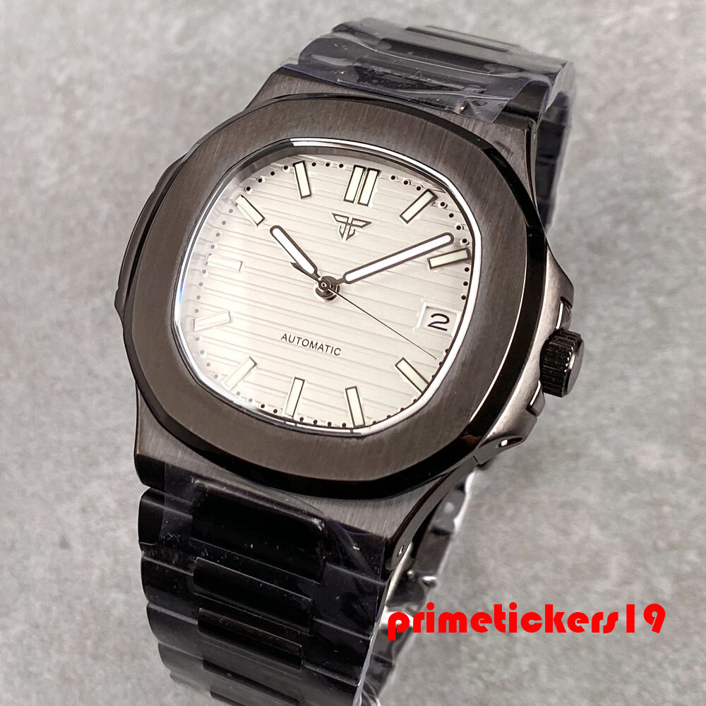 Tandorio 40mm Black Pvd Square NH35A Date Automatic Watch for Men Sapphire Lume