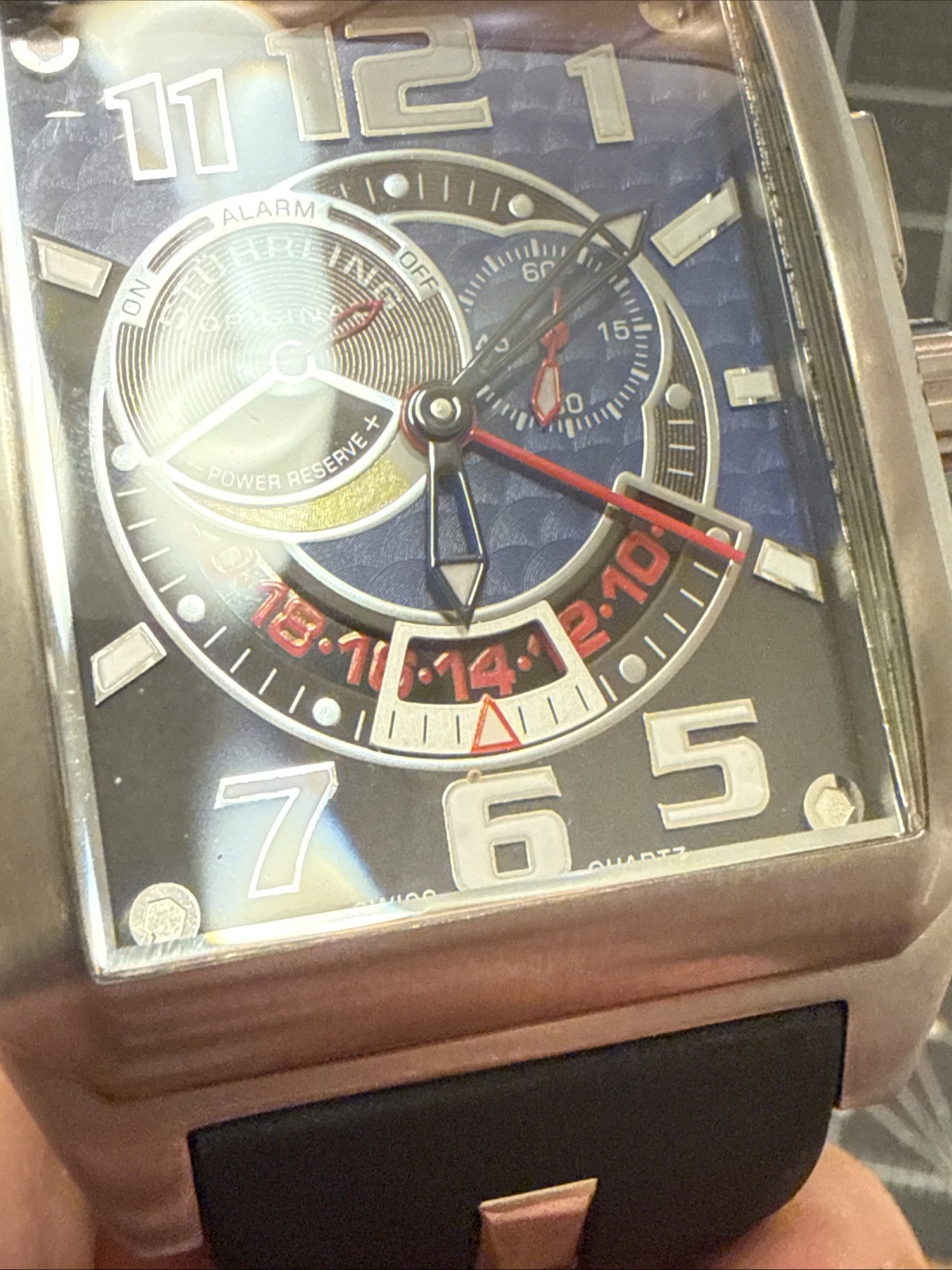 Stuhrling Blue Madman Complex 255D Quartz 42mm Classic Men’s watch new battery