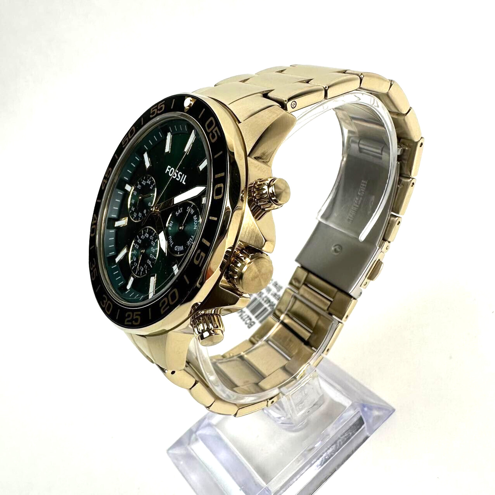 Fossil Golden Green Chronograph Stainless Steel Couples Watch Set BQM2754SET