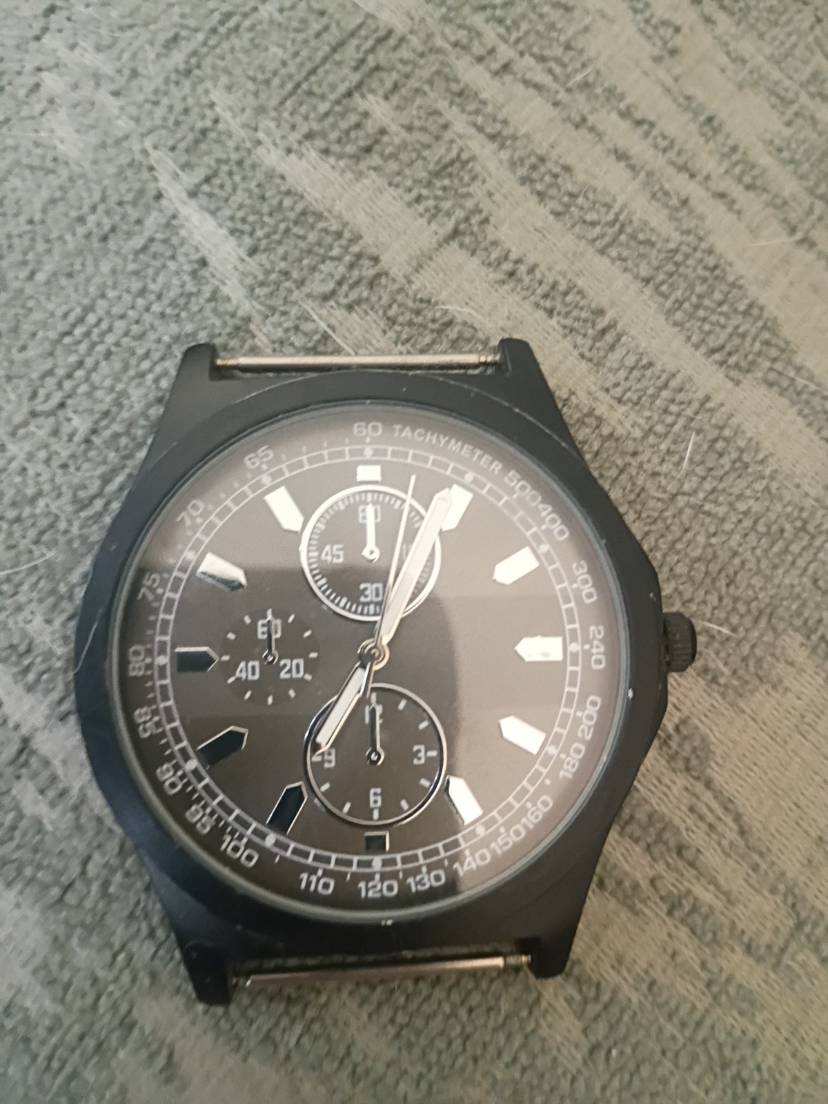 FMD Mens Chronograph Style Watch FMDAL817 Black Case Japan Movt Battery 377