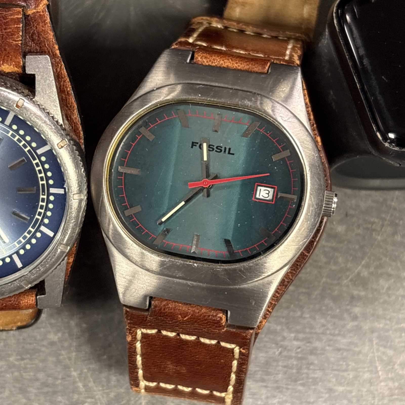 15 Mens lot of various brands, Watch Lot UnTested clean Condition Fossil Apple