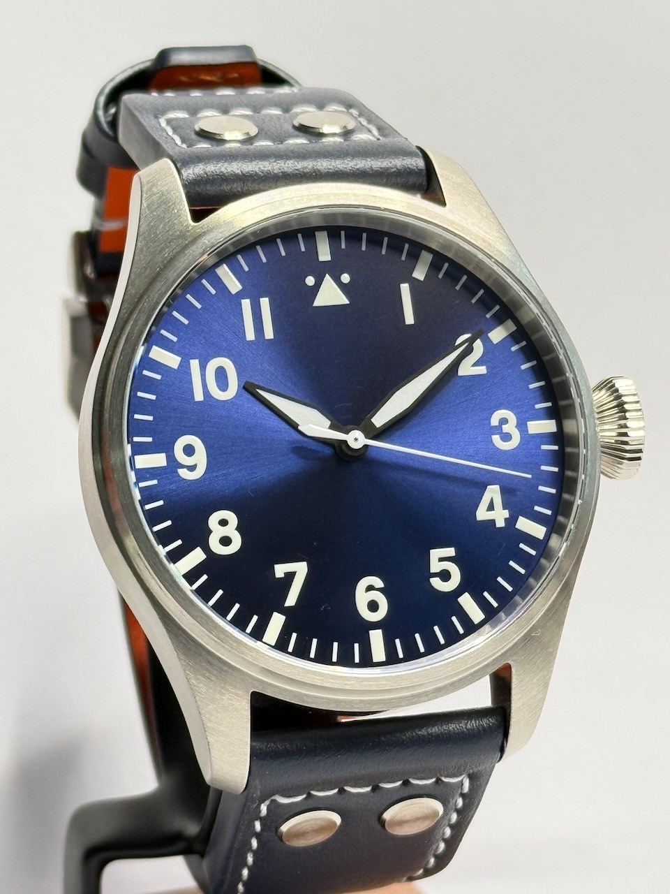 Pilot Watch 43mm Handmade Sapphire Crystal, 20ATM, Very Precise PT5000, Warranty