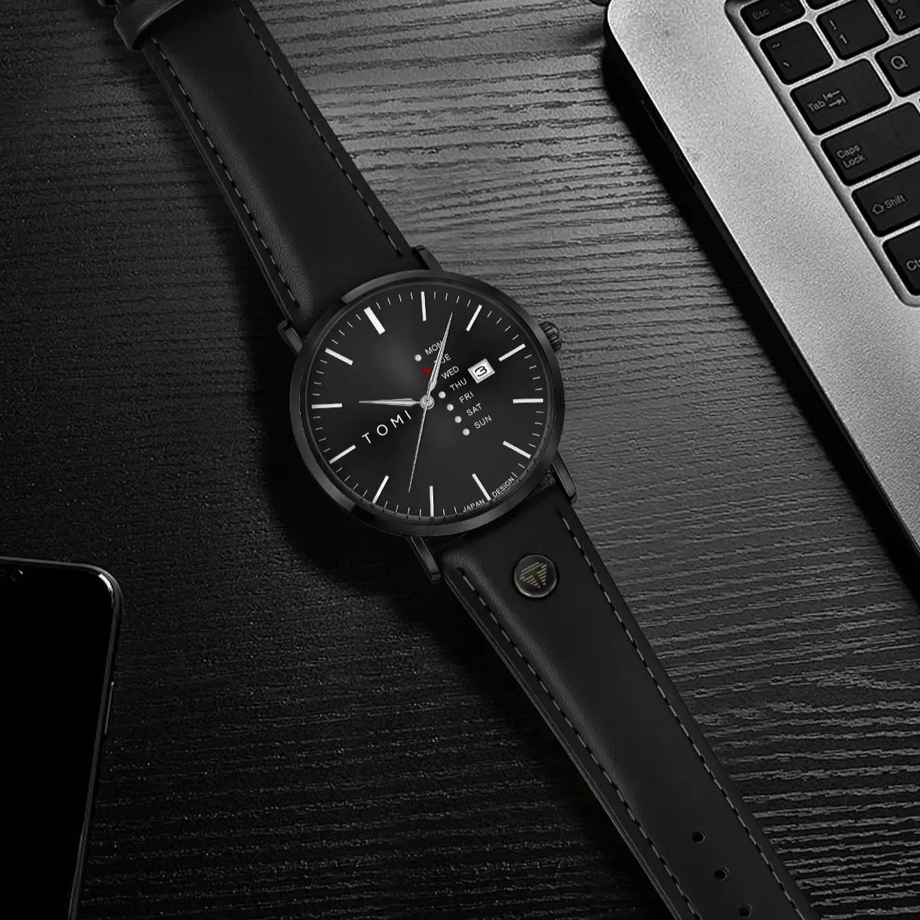 Men’s Quartz Analog Watch Day Date Leather Strap Business Dress Wristwatch