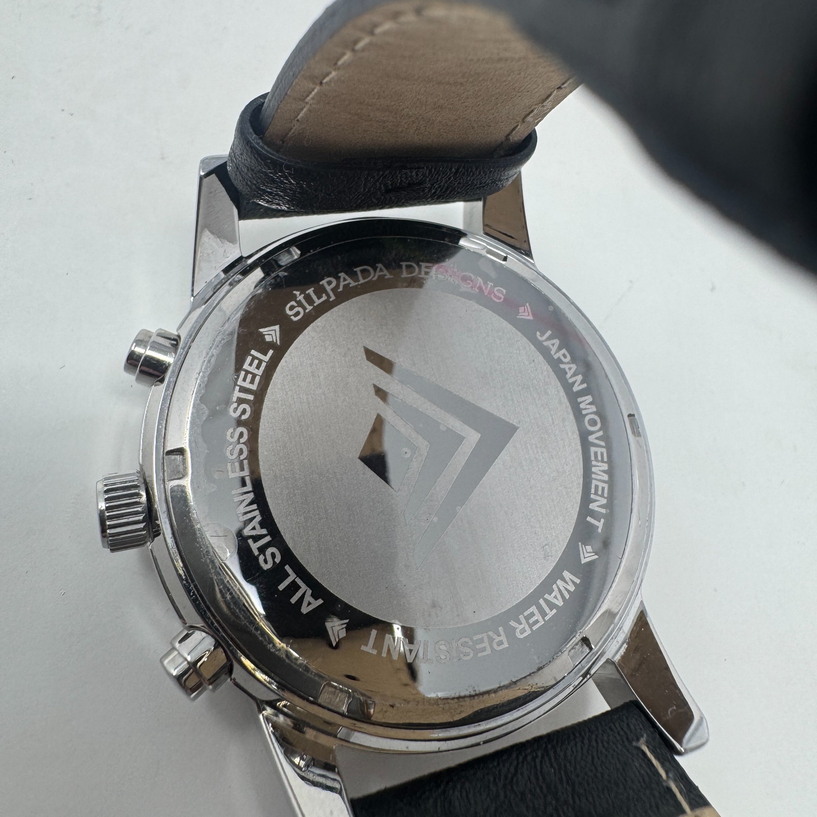 Silpada Stainless All Stainless Steel Silver Watch Leather Band (NEEDS BATTERY)
