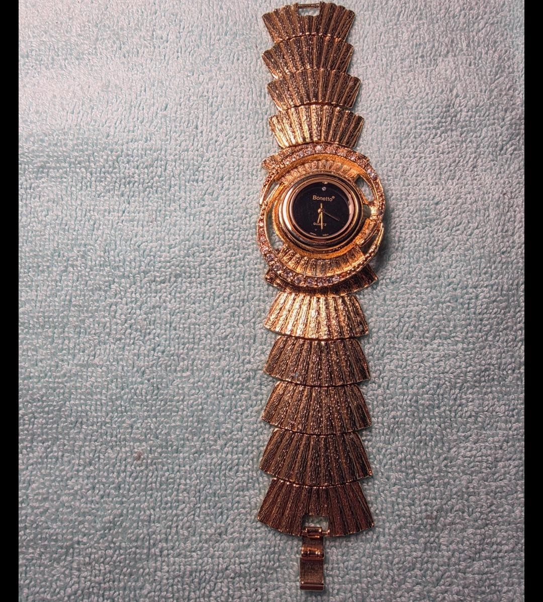 Bonetto Italian Statement Watch Postmodern Sculptural Petal-Spike Gold-Tone, Vtg