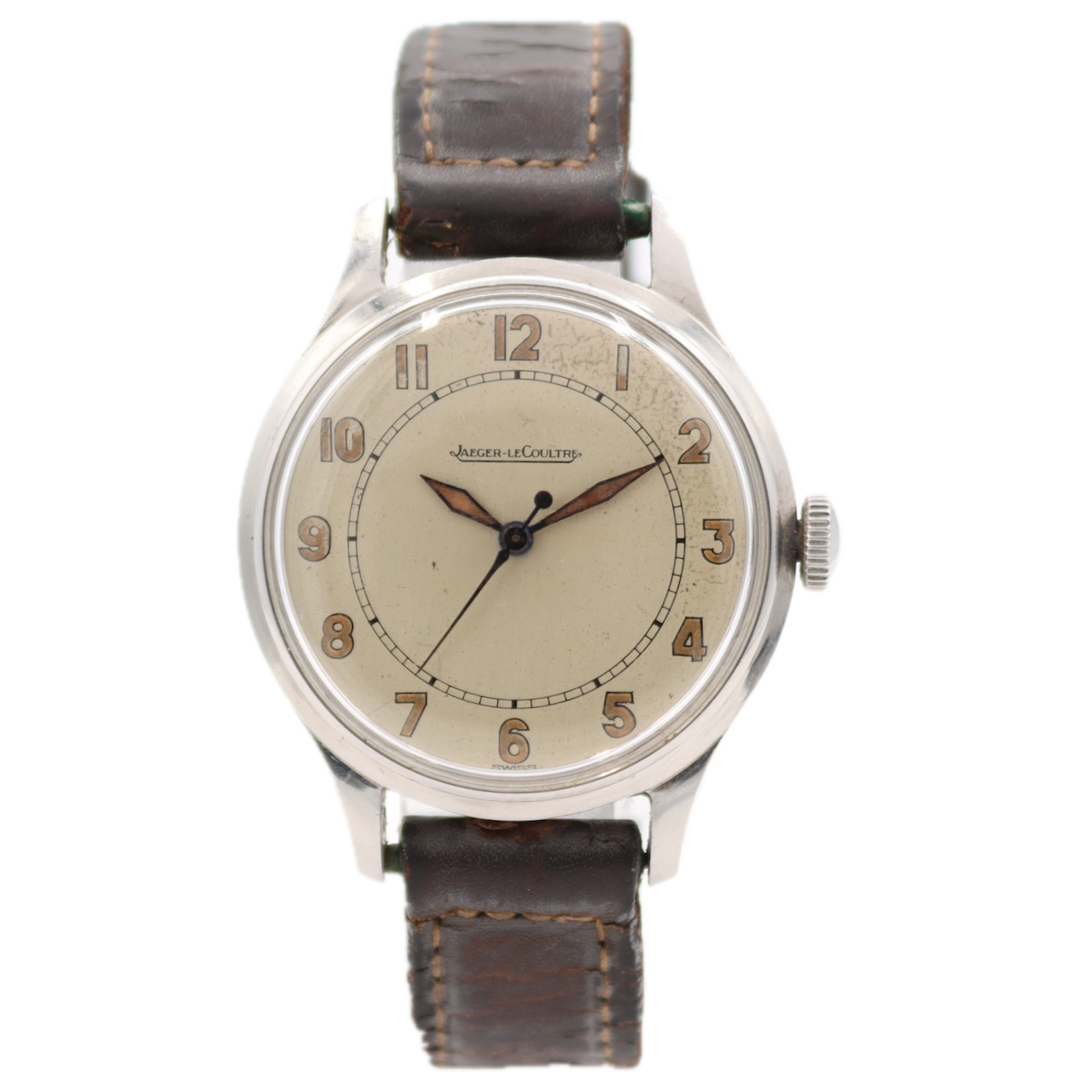 Vintage 33.5mm Jaeger LeCoultre Military Watch Mechanical Stainless Steel