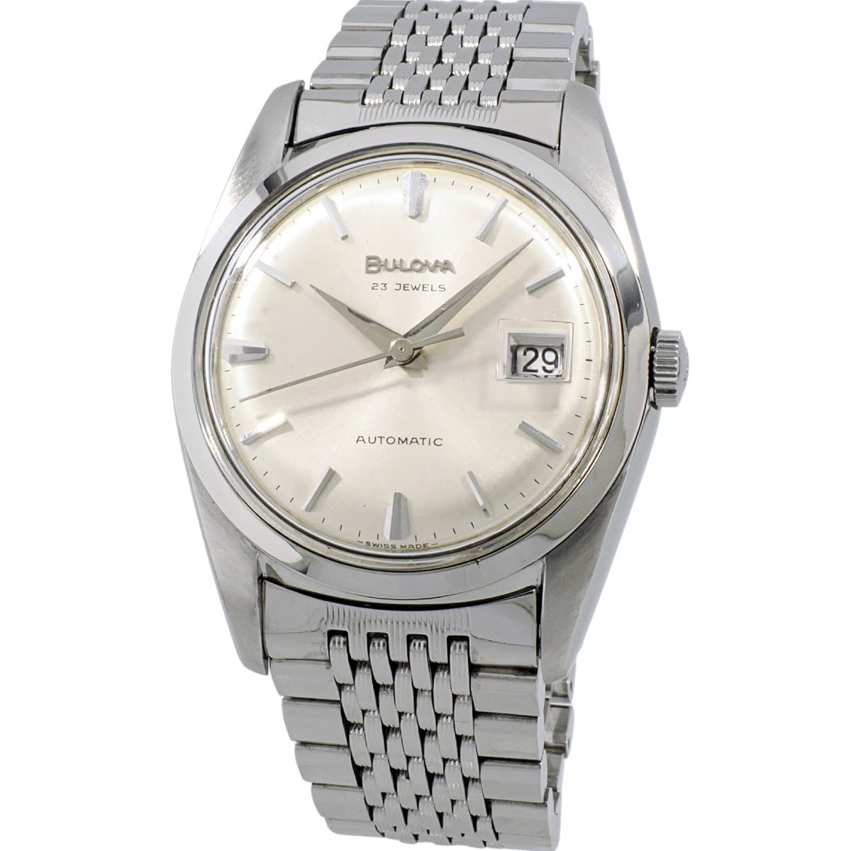 Bulova Ref.394-3 Automatic 23Jewels 35.5mm Champagne Dial Date SS Men’s Vintage
