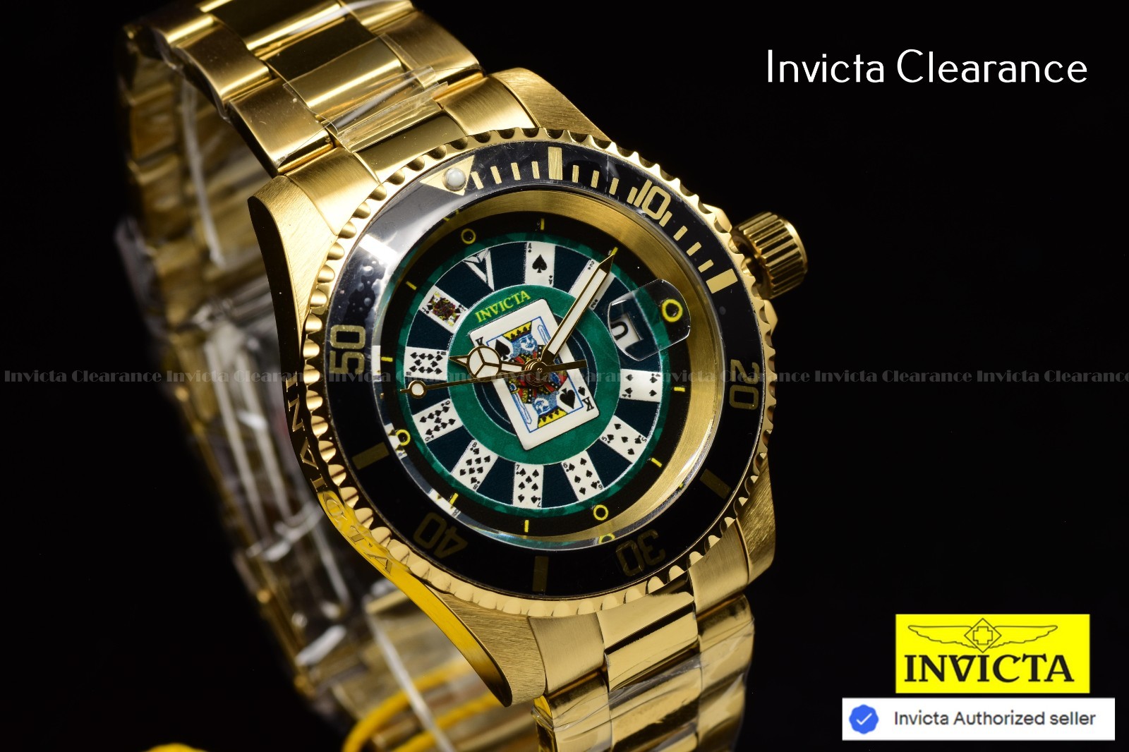 Invicta Men’s Specialty 43mm Black Dial Gold Tone Stainless Steel Bracelet Watch