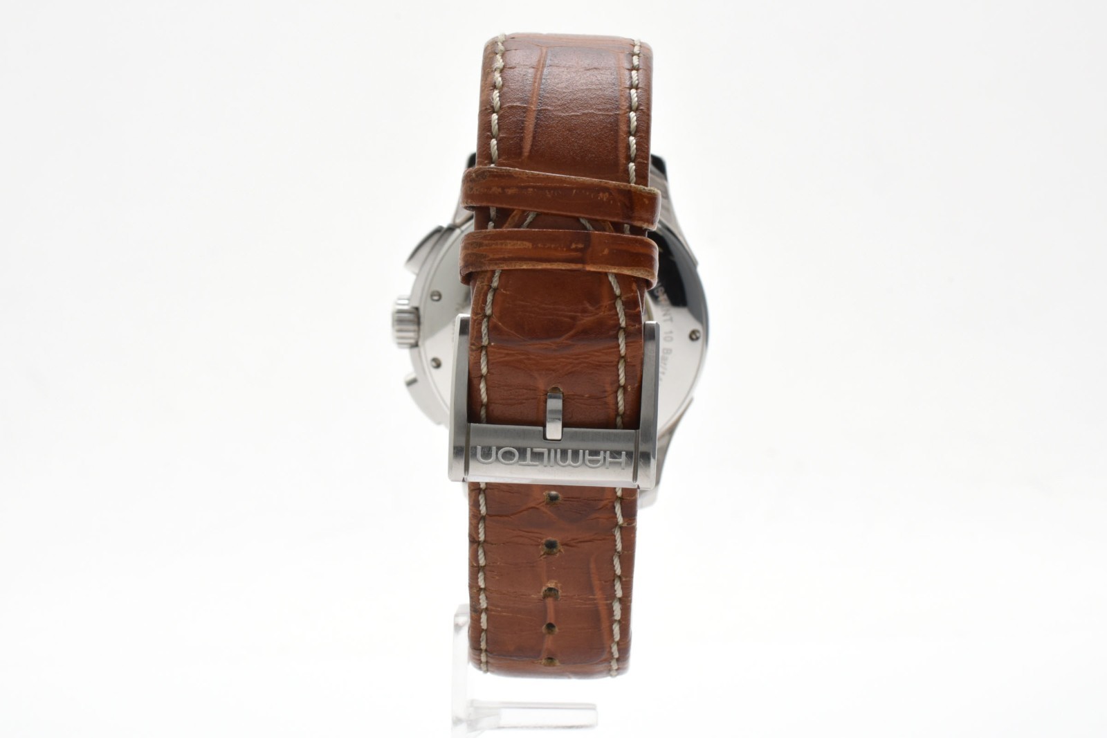 HAMILTON H326160 Jazzmaster Auto Chronograph White Dial Brown Leather Mens Watch