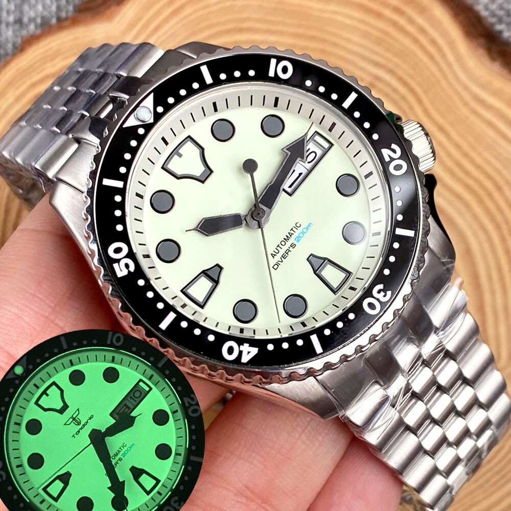 41mm Tandorio Watch For Men Full Luminous NH36A Automatic Watch 120 Clicks 20Bar
