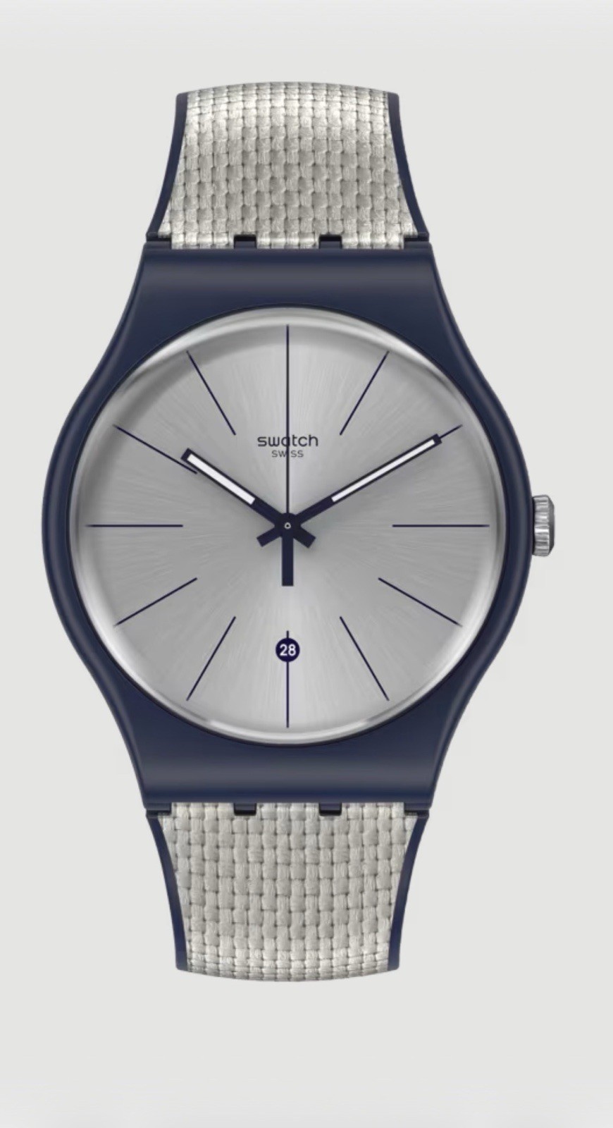 Swatch Skin Quartz Silver Dial Date Strap w/Box