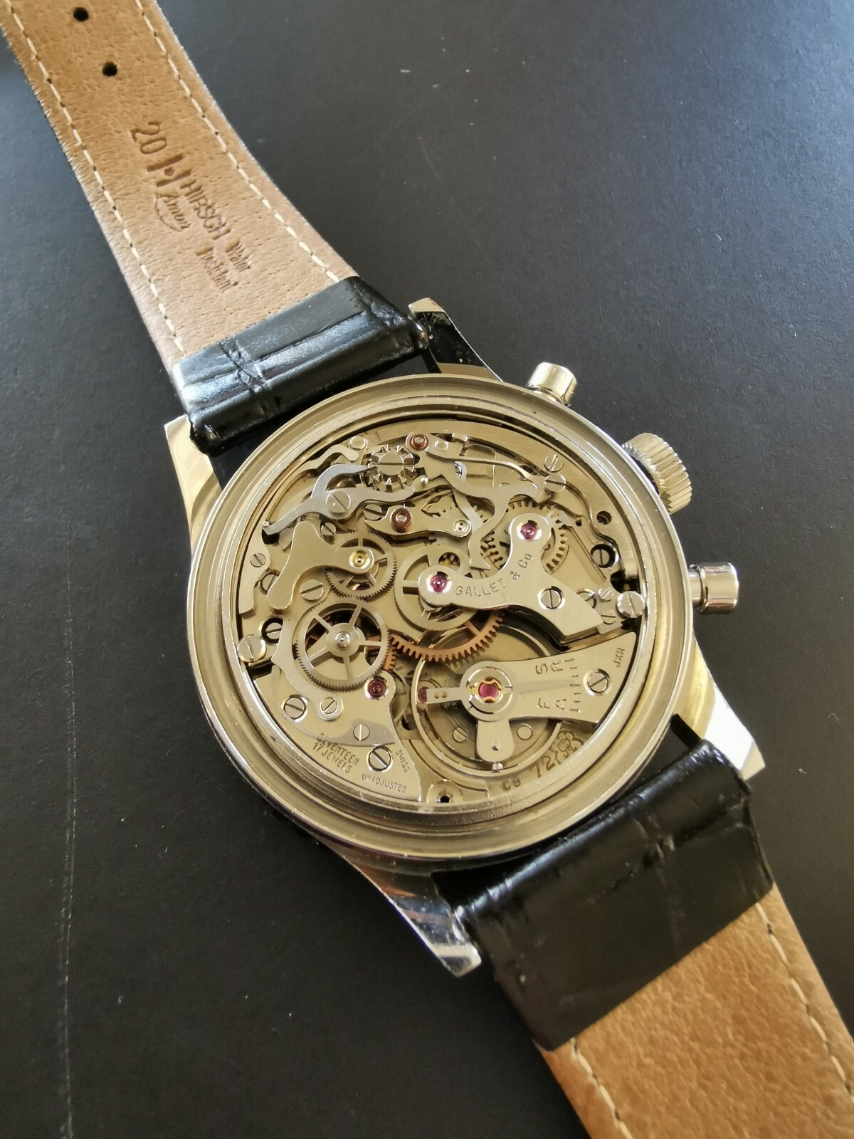 Vintage Gallet MultiChron Pilot Chronograph Stainless Steel Valjoux 72
